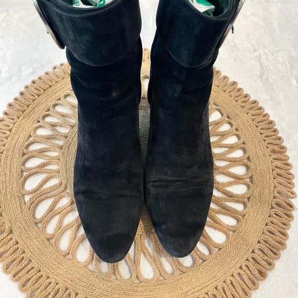 Saint Laurent Joplin Buckle Detail Boots Black Suede Size 40 - Picture 5 of 12